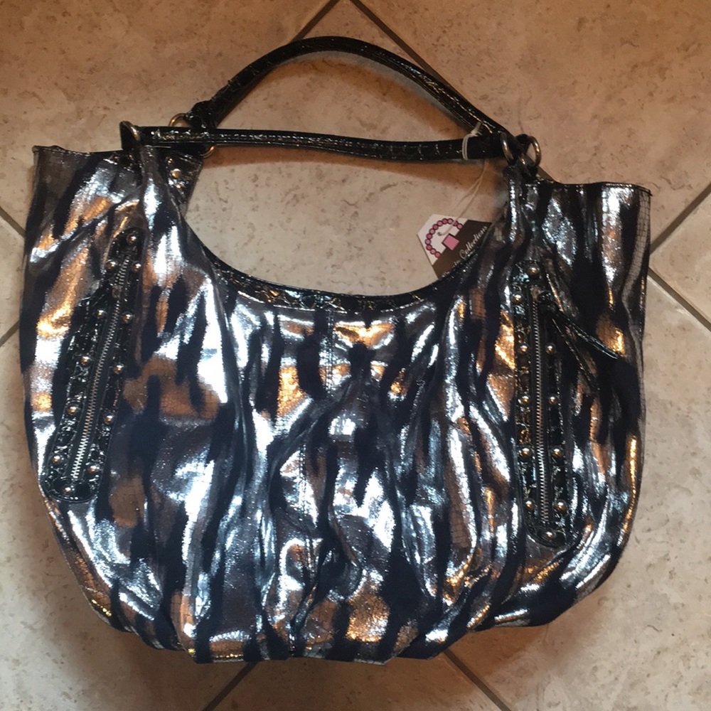 Black and silver purse